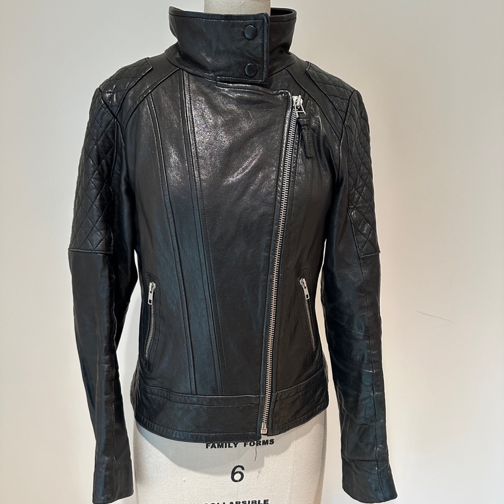 Mackage Black Leather Biker Jacket